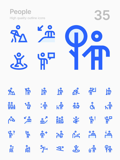 35个专业的时尚高端简约人物活动图标icon集合-3