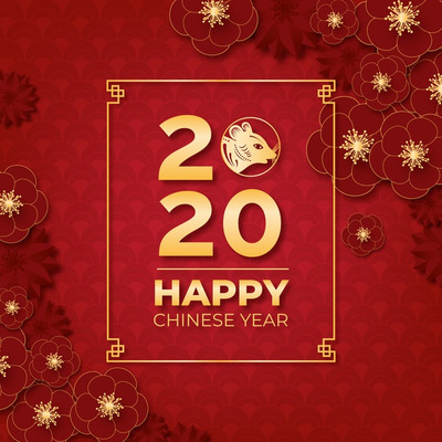 传统红金色2020新年元素 Red & golden chinese new year Vector