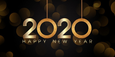 创意闪光2020新年横幅元素 Glittery style happy new year banner Vector