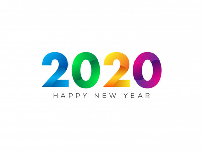 简约2020新年彩色字体元素