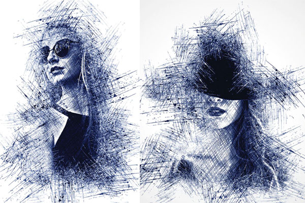 铅笔素描人物肖像照片处理ps动作