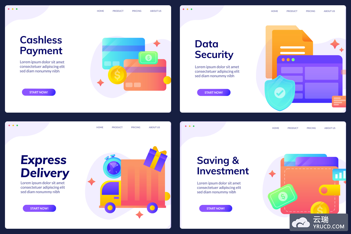 渐变金融电商矢量插图