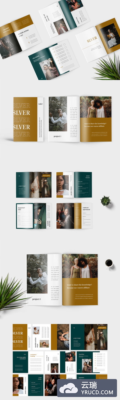 时尚高端优雅极简主义风格的高品质书籍装帧杂志宣传册画册房地产楼书设计模板（AI，EPS，INDD）