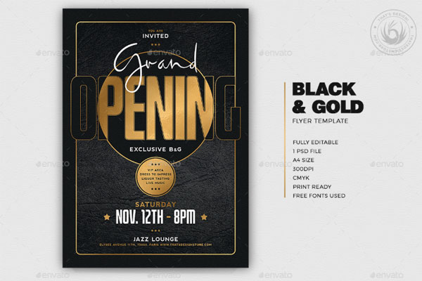 黑色和金色豪华风格活动邀请传单模板