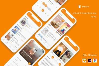 时尚高端简约好用的电子书和有声书应用APP UI KITS（Adobe XD，Figma，SKETCH）