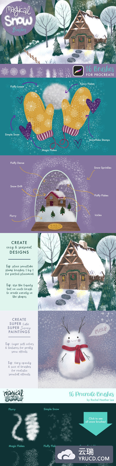 冬季雪花Procreate绘画笔刷套装