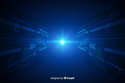 光隧道科技背景图 Digital light tunnel with dark background Vector