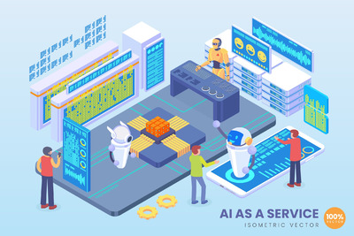 2.5风格的人工智能矢量插画素材下载[Ai]