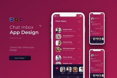 社交聊天好友列表 App 设计模板[PSD,Ai,XD]