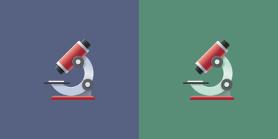 微拟物科学医疗研究实验室显微镜矢量插画