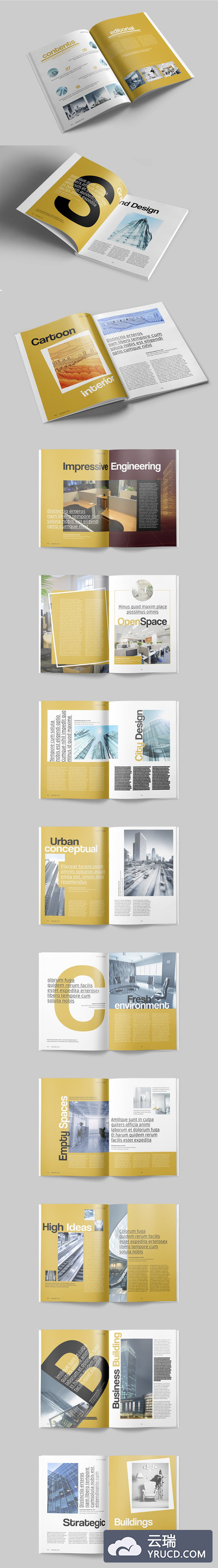 专业干净的大图画画廊杂志画册模板下载[indd]