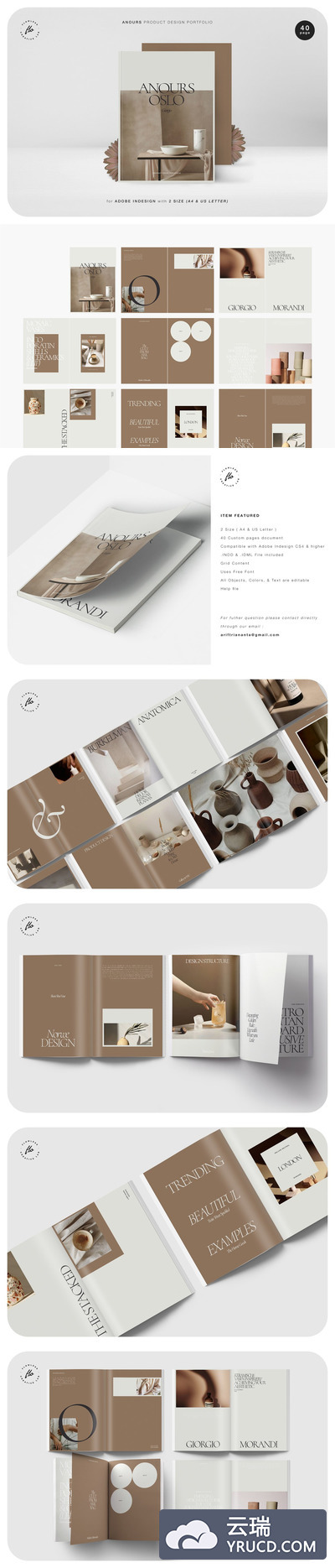 时尚极简的产品设计杂志画册模板