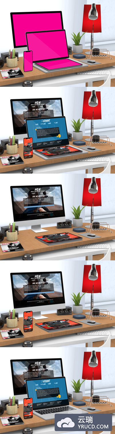 响应式网站整套桌面样机素材下载[PSD]