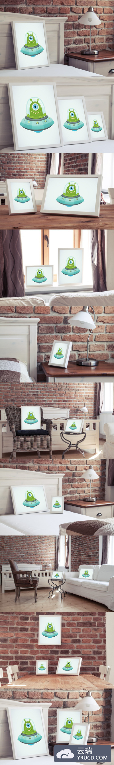 10 奢华场景风格的框架海报广告设计展示样机[PSD]