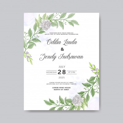 复古花卉婚礼请柬模板