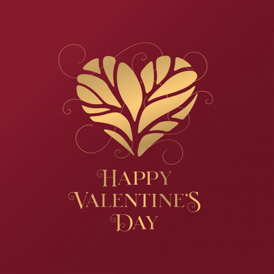 金色排印情人节字体元素