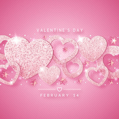 闪亮的粉红色爱心装饰背景