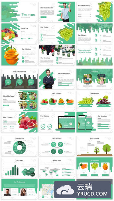 水果绿植PPT模板下载[PPTX]