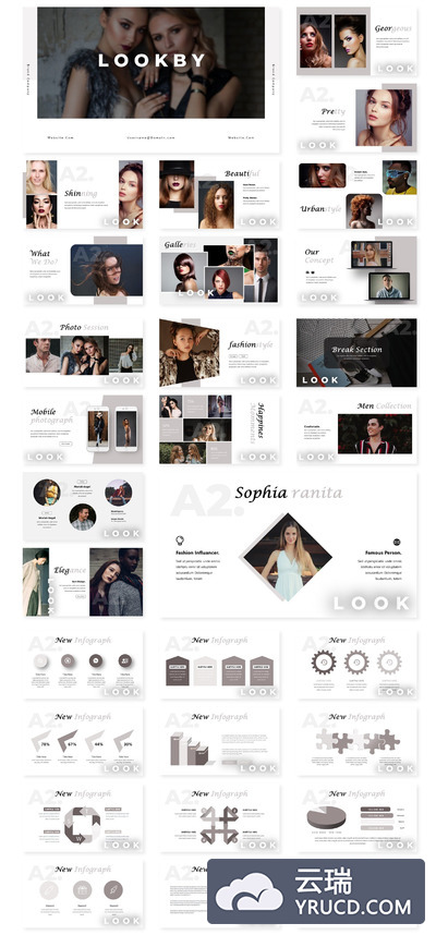 时尚模特PPT模板下载[PPTX]