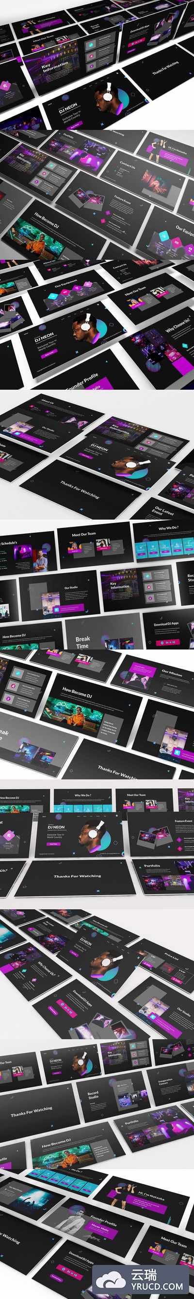 DJ风格的PPT模板下载[PPTX]