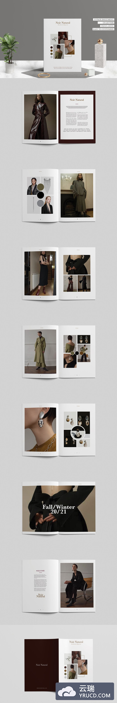 极简主义时尚品牌杂志画册模板