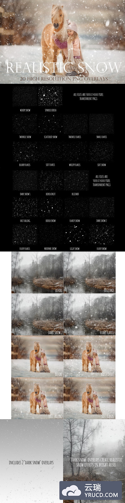 逼真的落雪雪花照片叠层背景素材