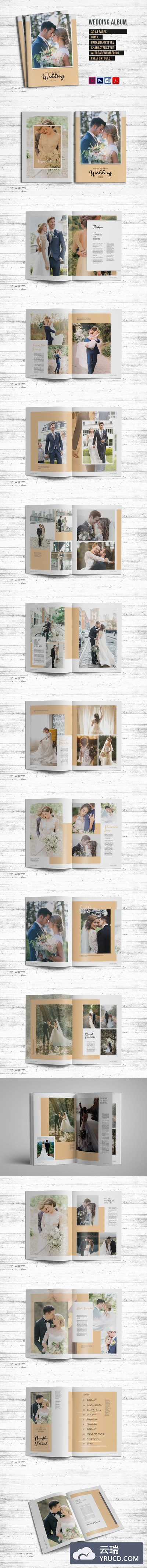 现代时尚的婚礼相册杂志图册模板