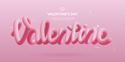 3D情人节字体插画