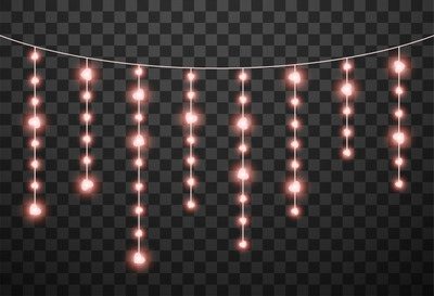 情人节粉色爱心彩灯插画