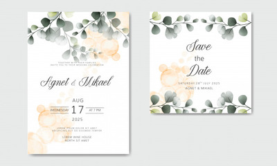 优雅经典花卉婚礼请柬模板