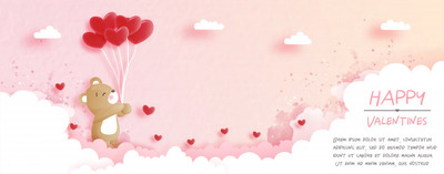 手拿爱心气球的泰迪熊插画