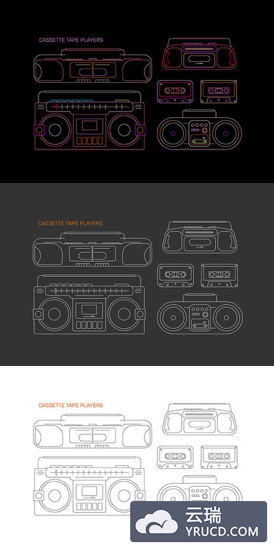 经典磁带播放器图标下载[Ai,PSD]