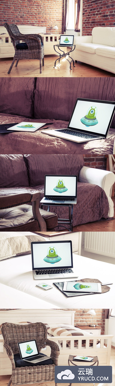 室内电脑笔记本使用样机[PSD]