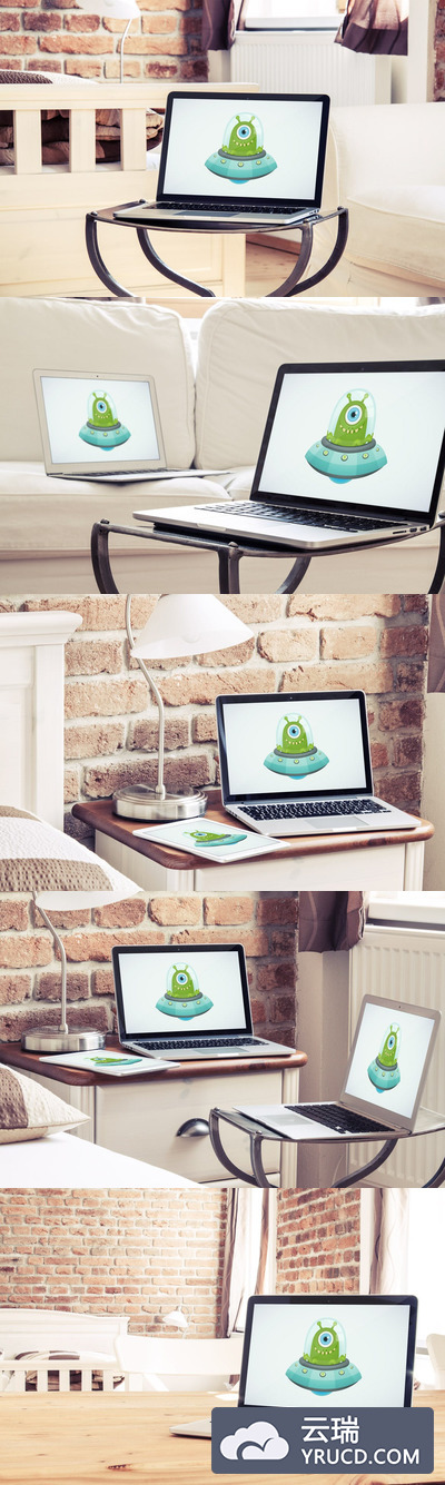 电脑笔记本使用场景样机[PSD]