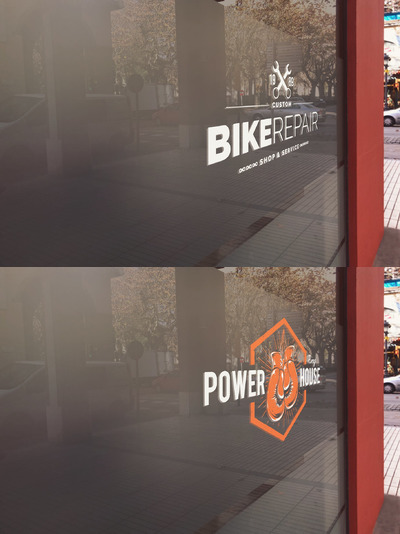 品牌商店玻璃橱窗logo样机下载[PSD]