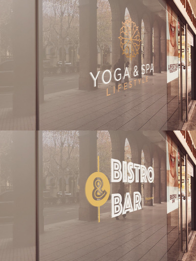 商店玻璃橱窗logo样机下载[PSD]