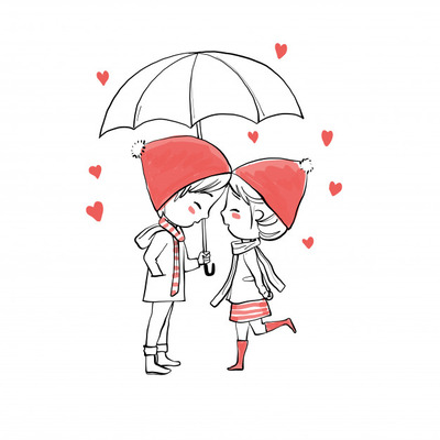 手绘情人节情侣插画