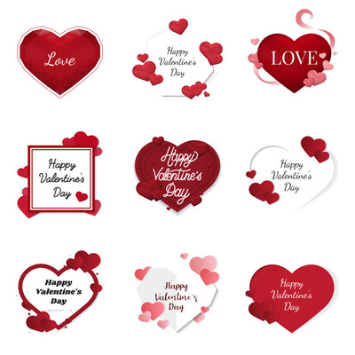 情人节爱心插图图标 Valentine's day illustration icons Vector