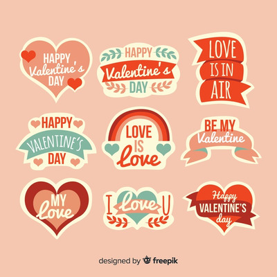 情人节标签设计插图 Pack of valentine's day illustrations Vector