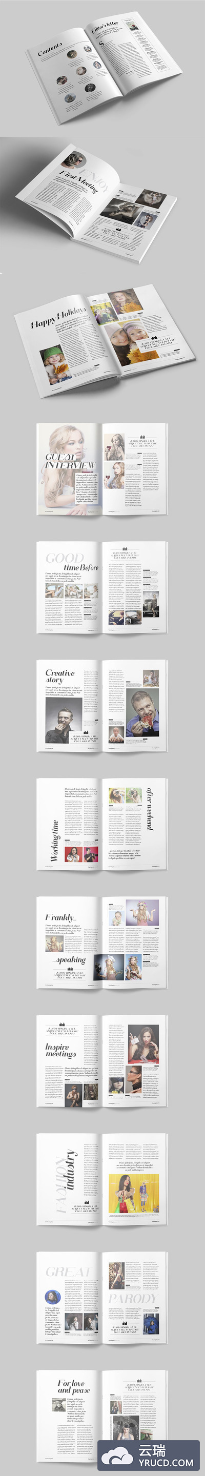 极简主义专业杂志画册模板下载[indd]