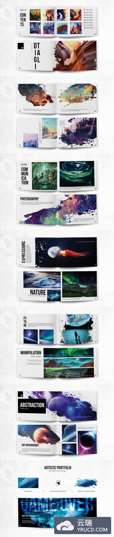 个人作品展示适合的专业杂志模板下载[PSD]