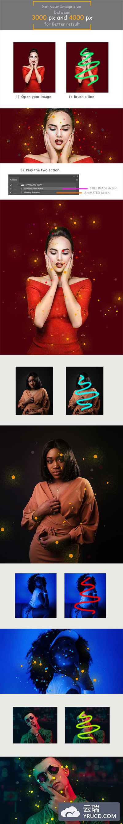 闪闪发光的彩色粒子动画效果ps动作