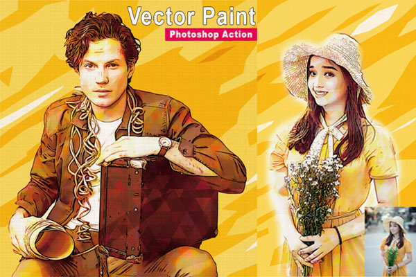 矢量油漆卡通绘画效果Photoshop动作