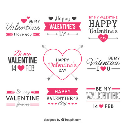 情人节爱心标签素材 Valentine day labels Vector