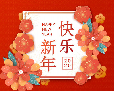 中文新年祝福装饰贺卡