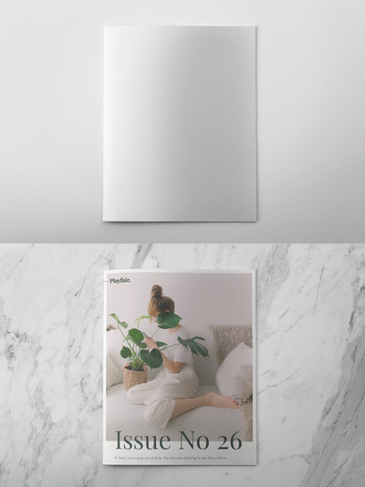 顶视图效果的画册设计展示样机下载[PSD]