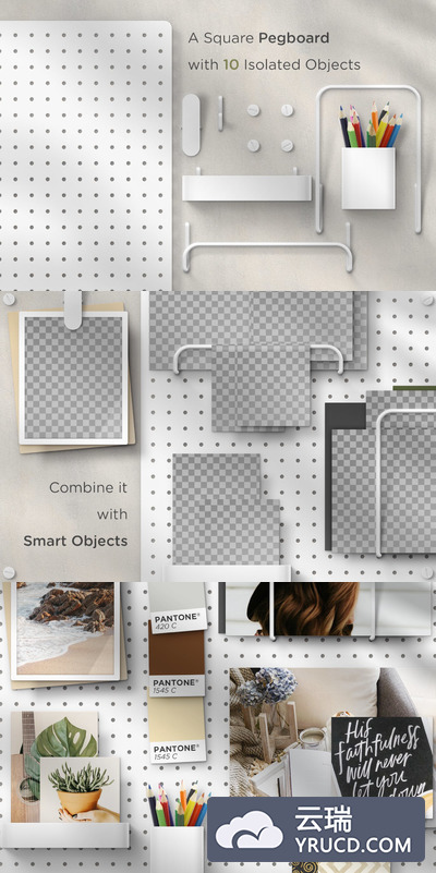 文艺风格的图片组合照片墙样机素材下载[PSD]