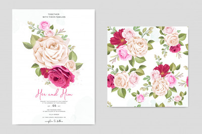 优雅的花卉框架婚礼请柬模板