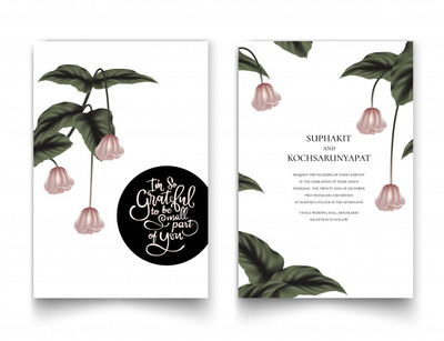 婚礼邀请函粉色花卉素材