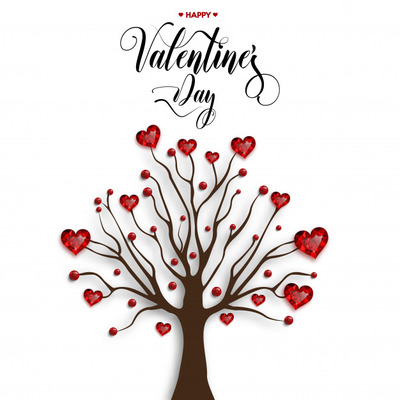 红色水晶情人节爱情树